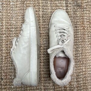 Frye Ivy Low Lace shearling sneaker off white 11